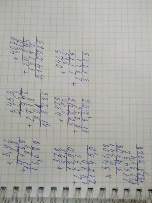 Выполните умножение в столбик .5,96x2,8 &nbsp; &nbsp; &nbsp; &nbsp; 4,53x0,262,427x0,34 &nbsp; &nbsp