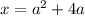 x=a^{2}+4a