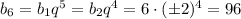 b_6=b_1q^5=b_2q^4=6\cdot (\pm 2)^4=96