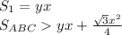 S_{1}=yx\\
S_{ABC}yx+\frac{\sqrt{3}x^2}{4}\\
