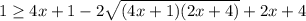 1\geq4x+1-2\sqrt{(4x+1)(2x+4)}+2x+4
