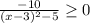\frac{-10}{(x-3)^2-5} \geq 0\\

