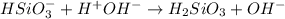 HSiO_3^- + H^+OH^- \to H_2SiO_3 + OH^-