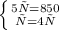 \left \{ {{5у=850} \atop {х=4у}} \right.