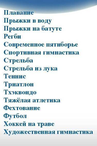 Все виды олимпийского спорта