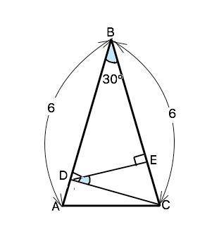 Вравнобедренном треугольнике&nbsp; abcabcугол&nbsp; bb&nbsp; равен&nbsp; 30∘30∘,&nbsp; ab=bc=6ab=bc=
