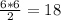 \frac{6*6}{2}=18