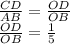 \frac{CD}{AB}=\frac{OD}{OB}\\
\frac{OD}{OB}=\frac{1}{5}