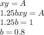 xy=A\\
1.25bxy=A\\
1.25b=1\\
b=0.8
