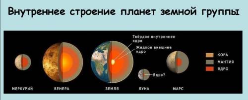 Назовите из каких внутренних оболочек ,состоят планеты земной группы?
