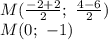 M( \frac{-2+2}{2}; \ \frac{4-6}{2} )
\\\
M( 0; \ -1 )