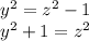 y^2=z^2-1\\
y^2+1=z^2