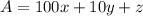 A=100x+10y+z\\
