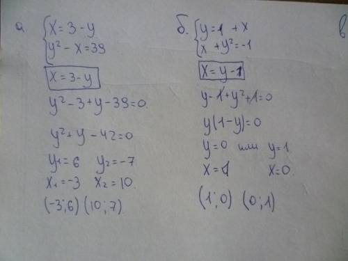 Решите систему уравнений, используя подстановки. a) b) в) г)