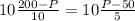10 \frac{200-P}{10} = 10 \frac{P-50}{5} 
