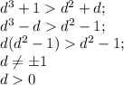 d^3+1d^2+d;\\
d^3-dd^2-1;\\
d(d^2-1)d^2-1;\\
d\neq\pm1\\
d0