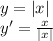 y=|x|\\ y'=\frac{x}{|x|}\\ 