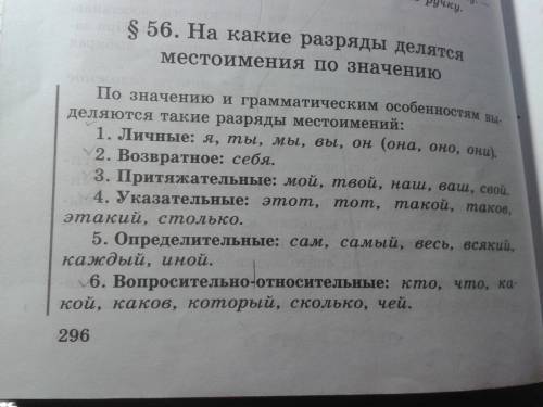 Перечислите разряды местоимений и примеры