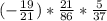 (- \frac{19}{21}) * \frac{21}{86} * \frac{5}{37}