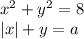 x^2+y^2=8\\ |x|+y=a\\\\ 