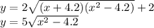 y=2\sqrt{(x+4.2)(x^2-4.2)}+2\\
y=5\sqrt{x^2-4.2}\\\\ 
