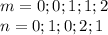 m=0;0;1;1;2\\
n=0;1;0;2;1
