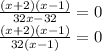 \frac{(x+2)(x-1)}{32x-32}=0 \\ \frac{(x+2)(x-1)}{32(x-1)} =0