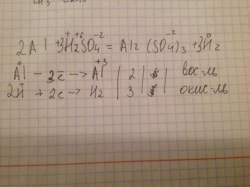 Рсставьте коэффициенты методом электронного al+h2so4=al2 (so4)3+h2