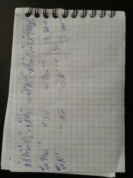 Kmno4+nh3=kno3+mno2+koh+h2o уровнять электронным .