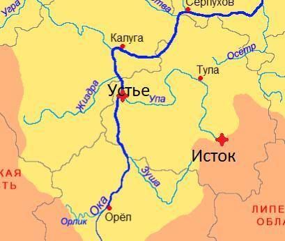 Схема откуда берет начало река упа и куда впадает