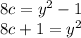 8c=y^2-1\\
 8c+1=y^2
