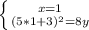 \left \{ {{x=1} \atop {(5*1+3)^2=8y}} \right.