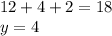 12+4+2=18\\\
 y=4\\
