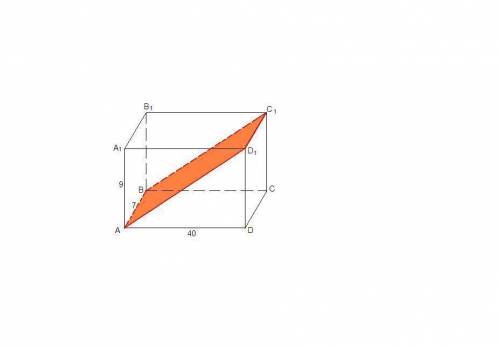 Впрямоугольном параллелепипеде abcda1b1c1d1 известны длины рёбер: ab=7? ad=40? aa1=9. найдите площад