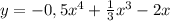 y = -0,5 x^{4} + \frac{1}{3} x ^{3}-2x
