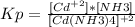 
Kp= \frac{[Cd^{+2}]*[NH3]}{[Cd(NH3)4] ^{+2} }