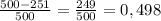 \frac{500-251}{500} = \frac{249}{500} = 0,498