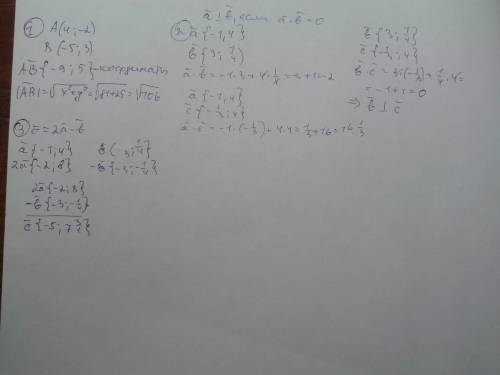 1)найдите координаты вектора ab и его модуль, если а(4; -2) и b(-5; 3) 2) определите какие из вектор