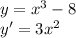 y=x^3-8\\
y'=3x^2