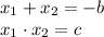 x_1+x_2=-b
\\\
x_1\cdot x_2=c