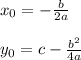 x_0=-\frac{b}{2a} \\\\
y_0=c-\frac{b^2}{4a}