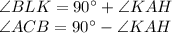 \angle BLK = 90а + \angle KAH \\
 \angle ACB = 90а-\angle KAH