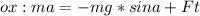 ox: ma= - mg*sin a + Ft
