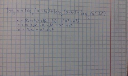Log2x=log2(a+b) +log2(a-b)-log2(a2-b2)