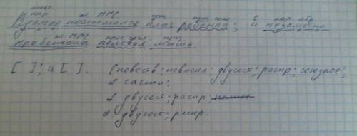Синтаксический разбор предложений : вдалике послышался плач ребенка ; и незаметно пробежала полевая