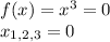 f(x)=x^3=0\\ x_{1,2,3}=0