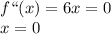 f``(x)=6x=0\\ x=0\\