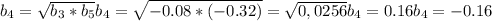 b_4= \sqrt{b_3*b_5} b_4= \sqrt{-0.08*(-0.32)} = \sqrt{0,0256} b_4=0.16 b_4=-0.16
