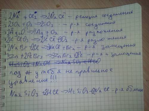 Перепишите схемы реакций, расставьте коэффициенты и определите тип реакции: а) na+cl2➡️nacl б) so2+o