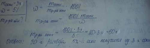 Сколько 5 % раствора получится из 3 гр соли